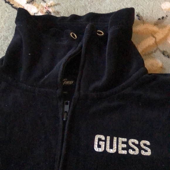 GUESS velour zip up sweatshirt size S - Picture 4 of 4